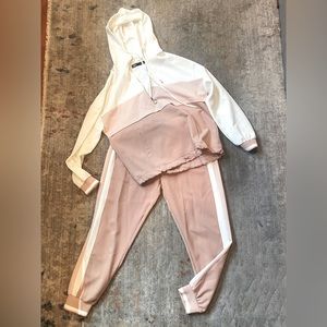 Zarah brand track suit light pink and white. Size medium